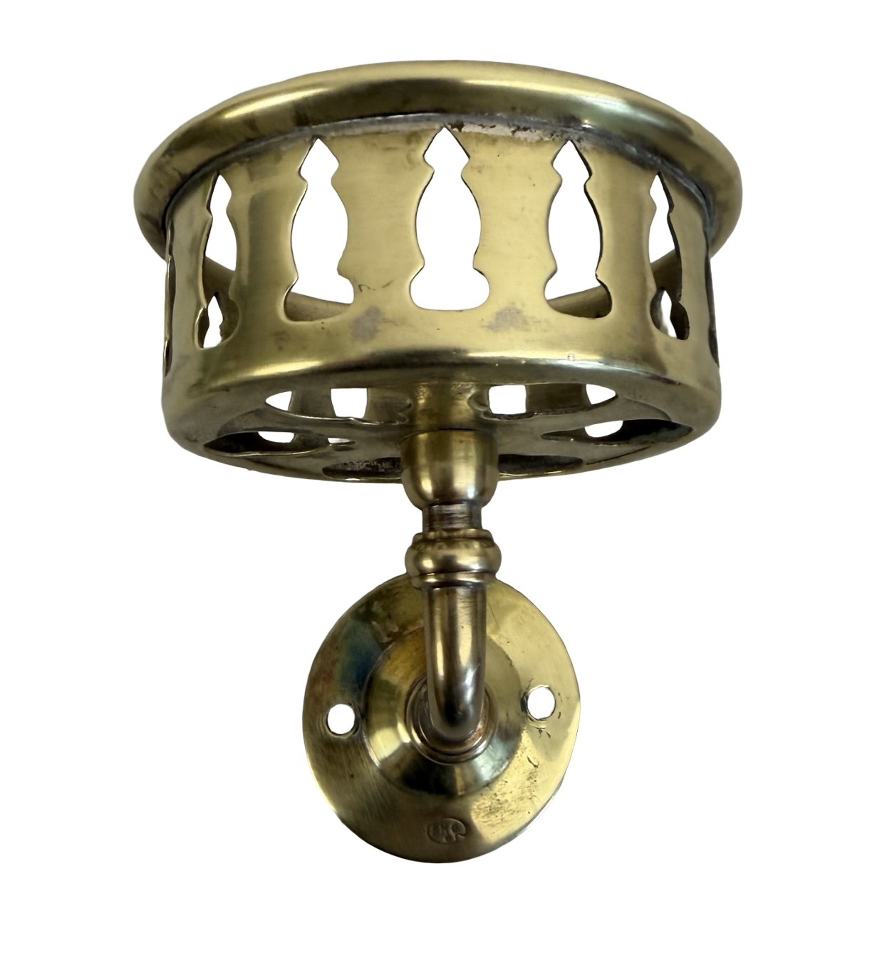 VBP1084 Antique Vintage Brass c1900 SMC Wall Mount Cup/Tumbler Holder - Image 3
