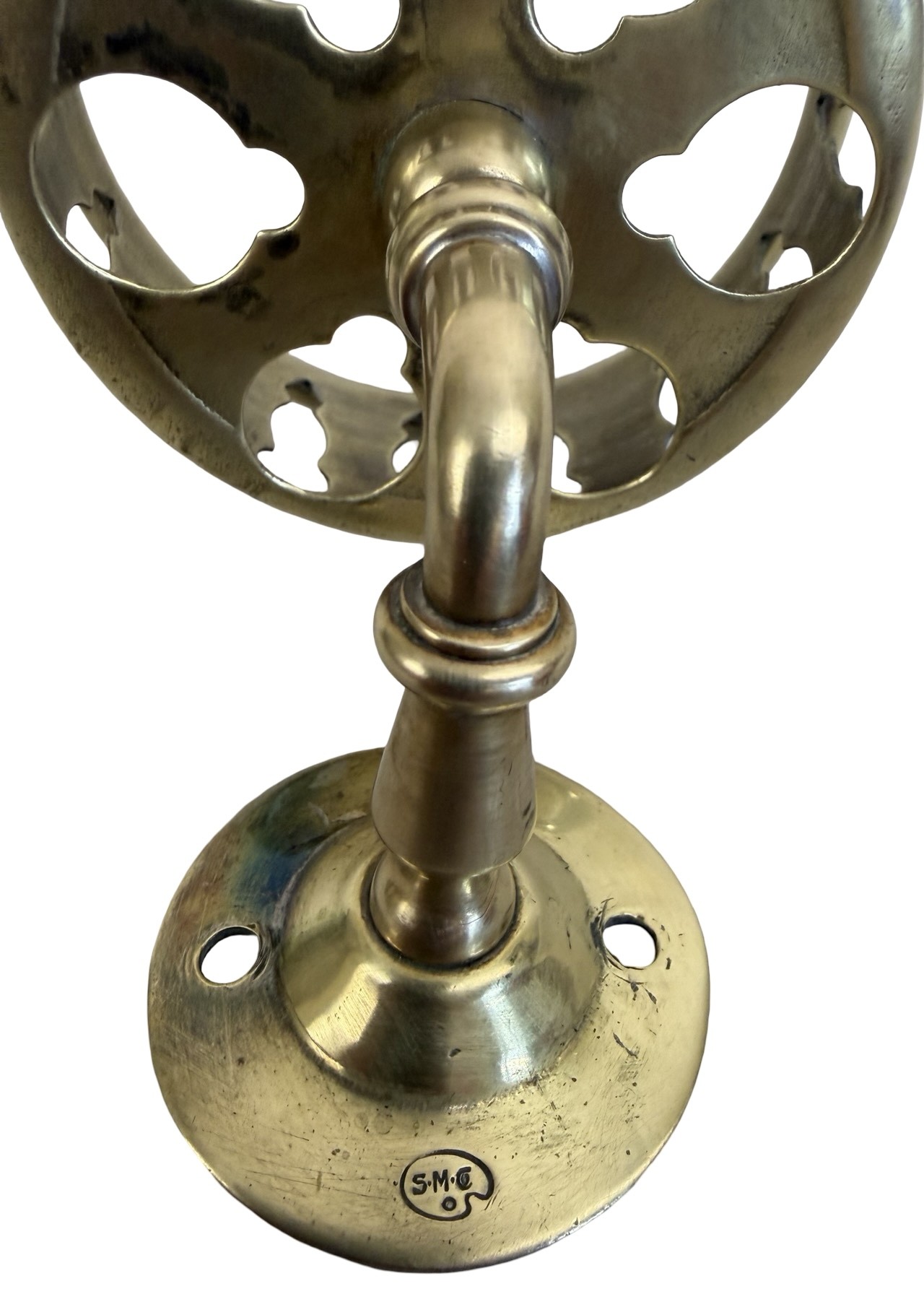 VBP1084 Antique Vintage Brass c1900 SMC Wall Mount Cup/Tumbler Holder - Image 5
