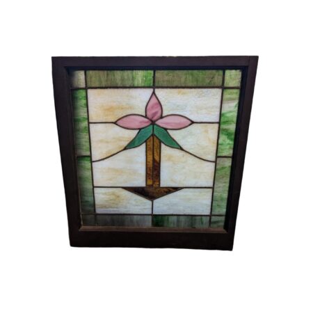 AG1084 Antique c1915 Craftsman Piano Window Green Pink Tulip Restored Quantity!