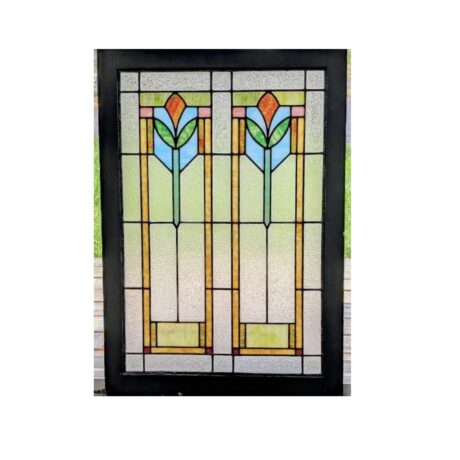 AG1086 Antique c1915 Craftsman Landing Window Double Tulip Restored Quantity!