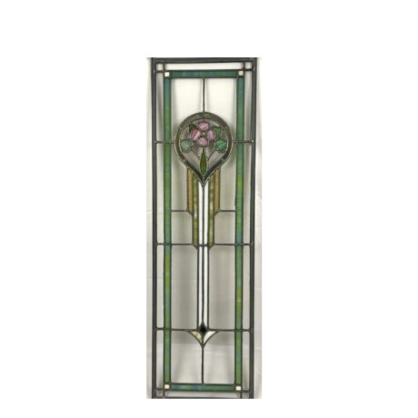 AG1093 Antique c1915 Craftsman Arts & Crafts Nasturtium Sidelight Milwaukee WI