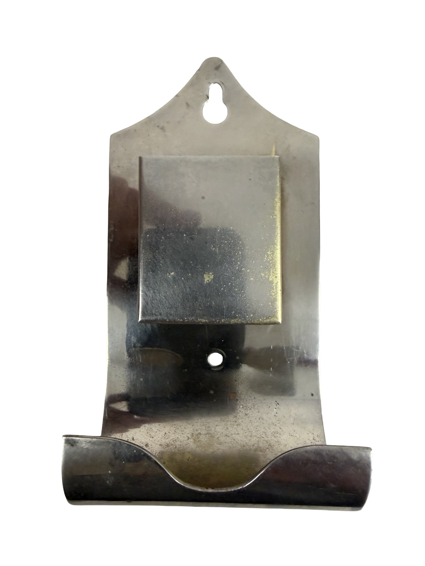 VBP1087 Antique c1910 Nickel Plated Wall Mount Match Box Cigar Holder Restored - Image 2