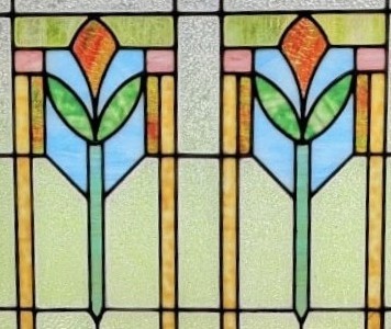 AG1086 Antique c1915 Craftsman Landing Window Double Tulip Restored Quantity! - Image 3