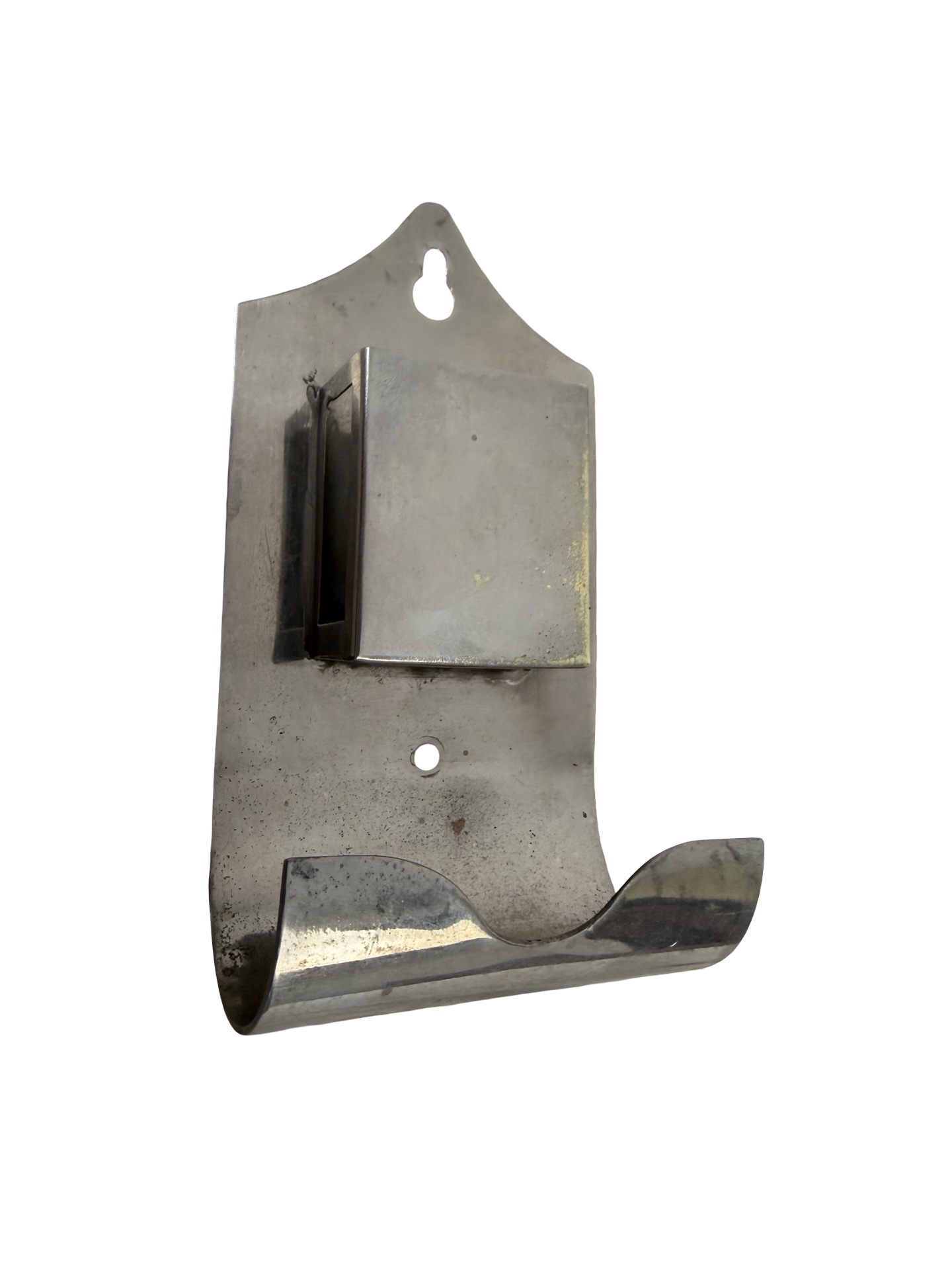VBP1087 Antique c1910 Nickel Plated Wall Mount Match Box Cigar Holder Restored