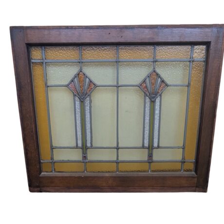 AG1095 Antique c1915 Craftsman Piano Window Stylized Double Tulip Pattern MINT