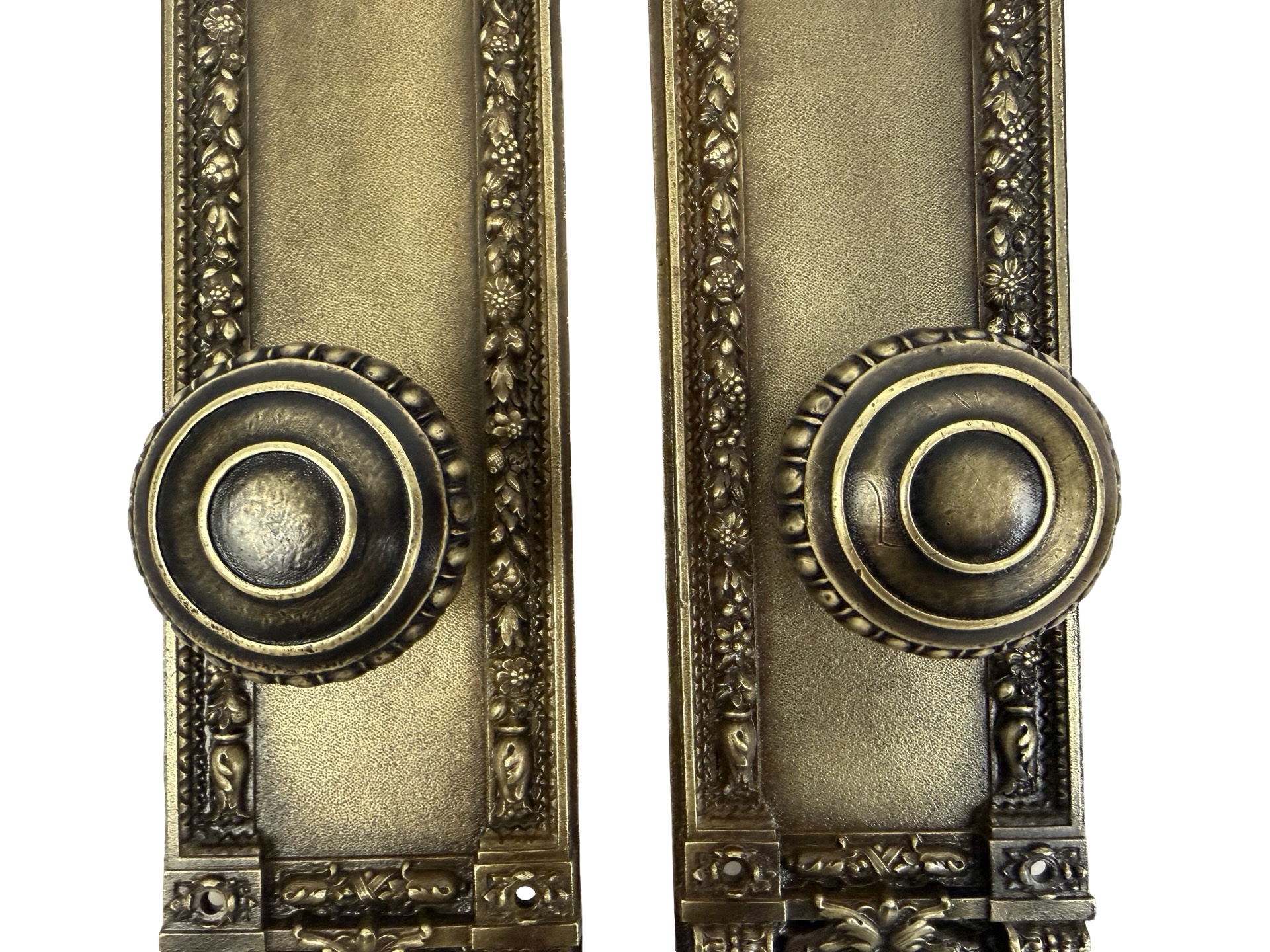 AH1036 Pair c1907 Chicago City Hall Cook County Bronze Door Back Plates Knobset - Image 3