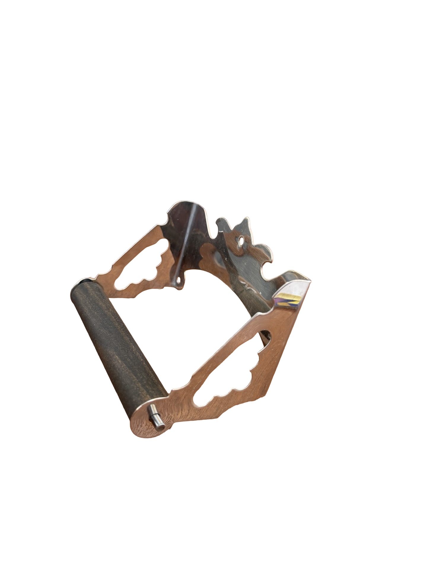 VBP1091 Vintage Nickel Plated Ornate Toilet Paper Holder Unmarked Restored - Image 3