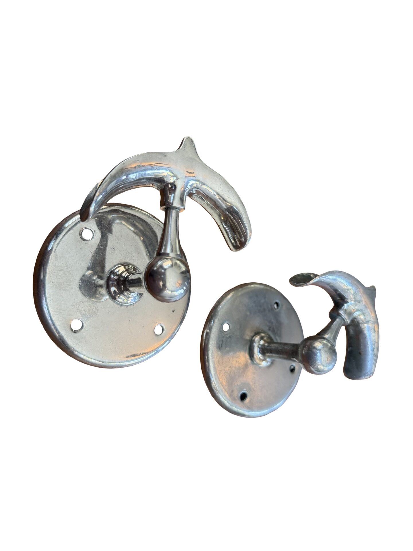 VBP1085 Antique c1910 Nickel Plated Brass Wall Mount Hand Shower Holder RARE - Image 2