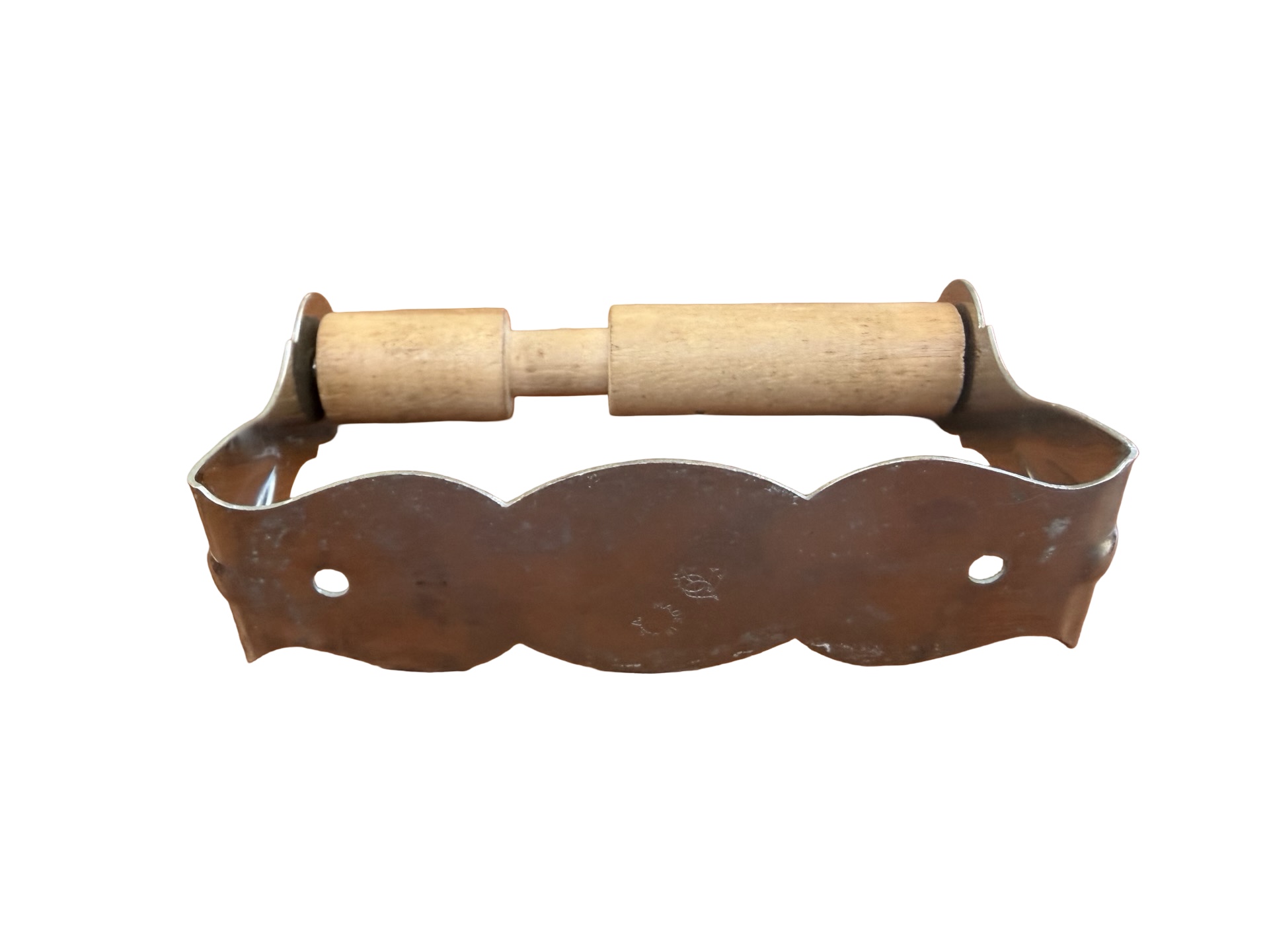 VBP1065 Antique Vintage c1910 Nickel Plated Brass Toilet Paper Holder Marked - Image 4