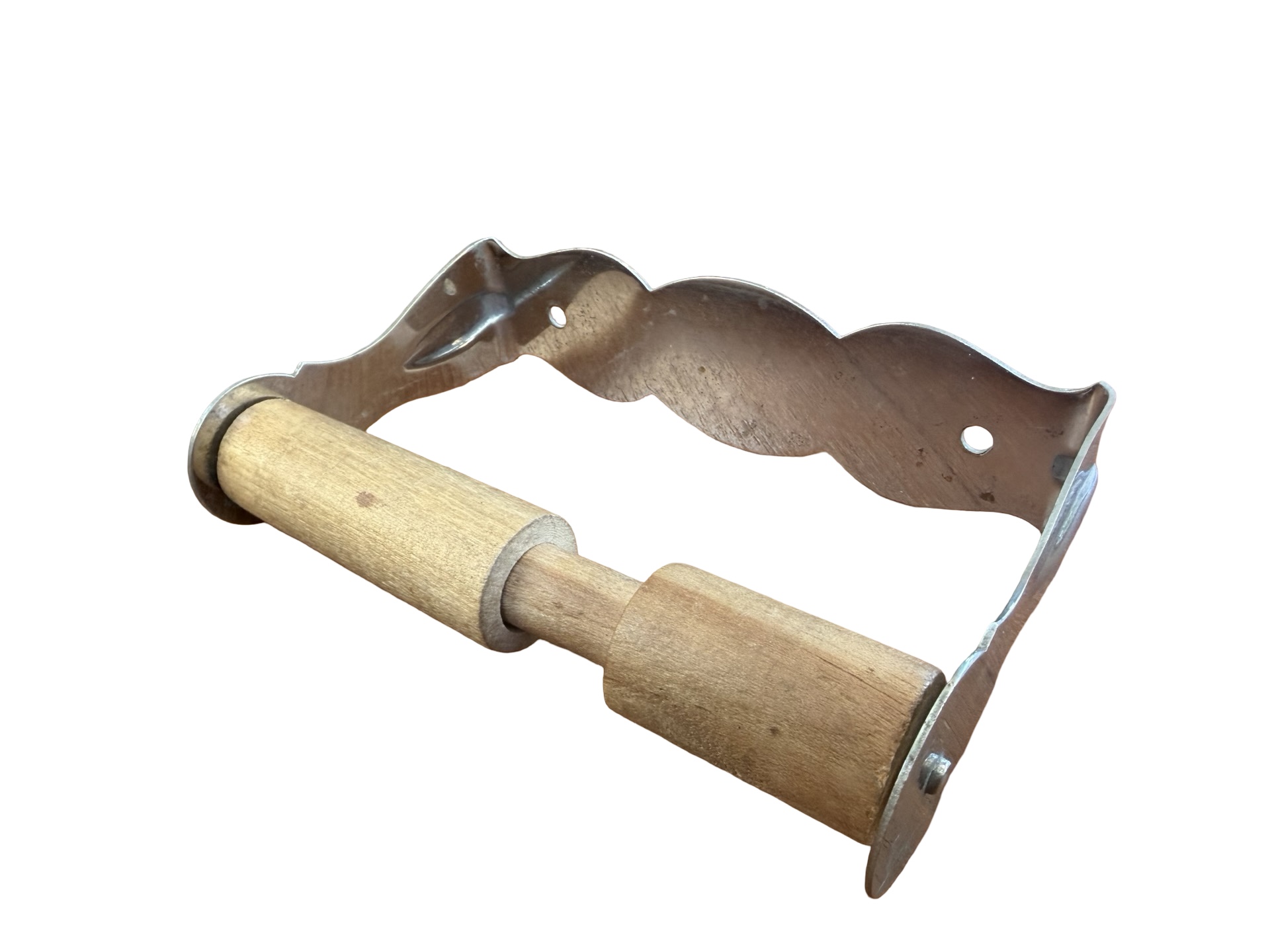 VBP1065 Antique Vintage c1910 Nickel Plated Brass Toilet Paper Holder Marked - Image 3