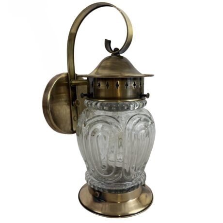 VL1299 Vintage c1940s Brass Lantern Sconce Molded Glass Shade Mint Restored