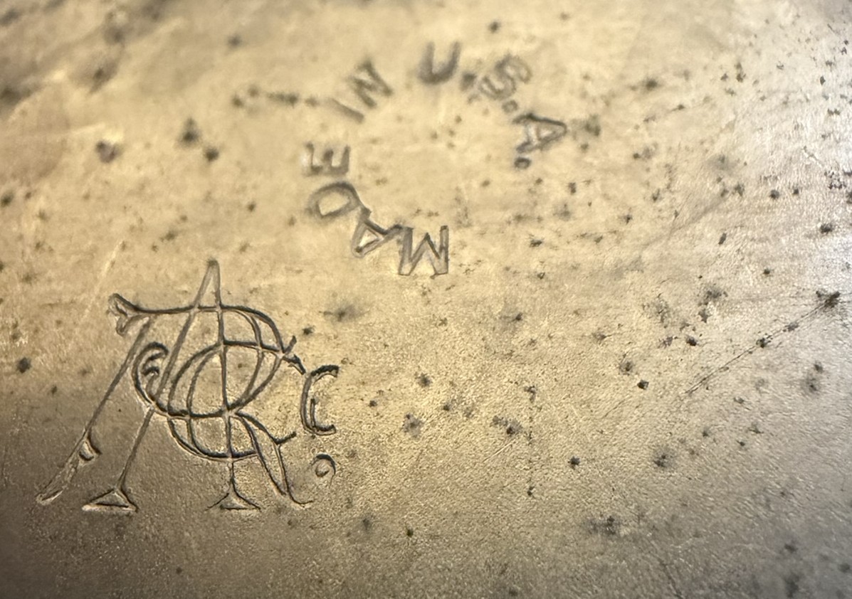 VBP1065 Antique Vintage c1910 Nickel Plated Brass Toilet Paper Holder Marked - Image 5