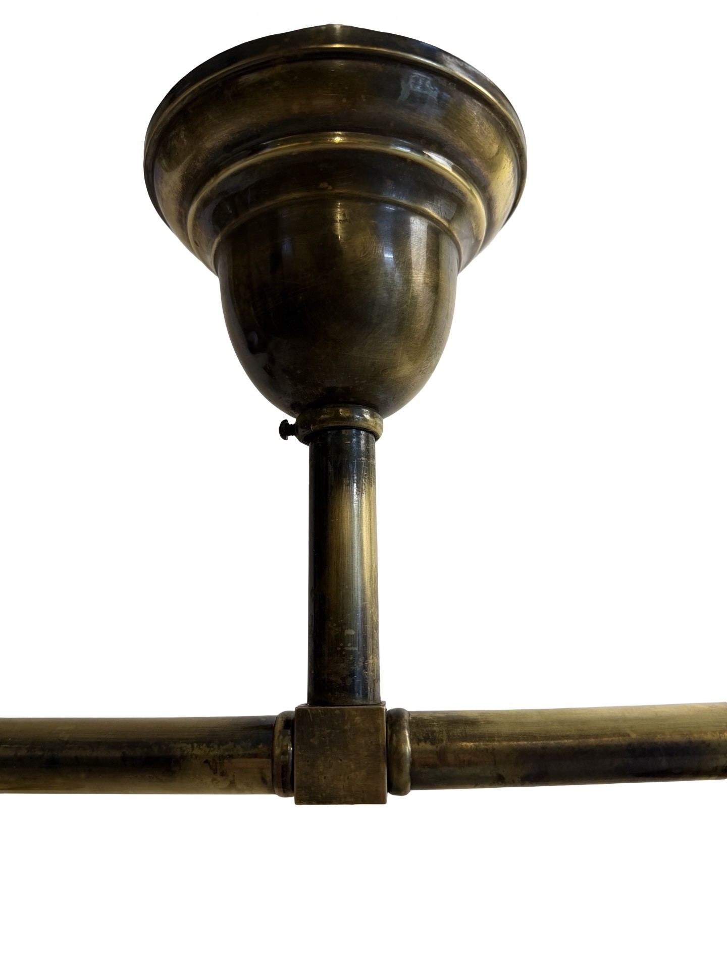 VL1307 Antique c1905 Brass Craftsman Ceiling Light Period Octagon Shades Restored - Image 5