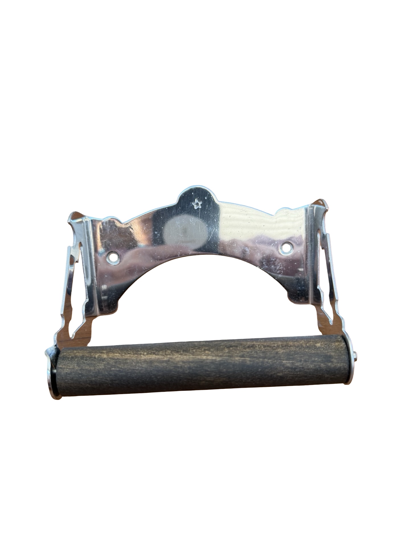 VBP1064 Vintage Nickel Plated Brass Toilet Paper Holder with Star Mark Restored