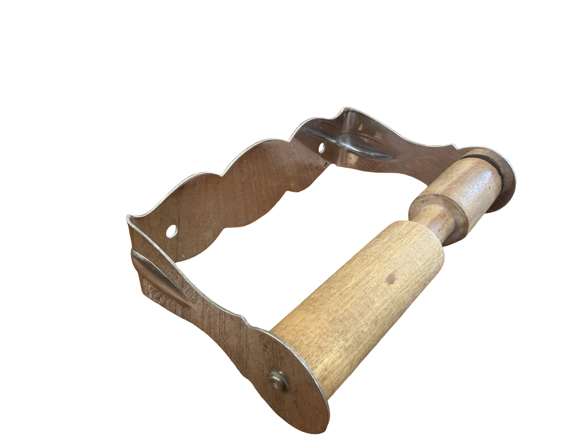 VBP1065 Antique Vintage c1910 Nickel Plated Brass Toilet Paper Holder Marked - Image 2