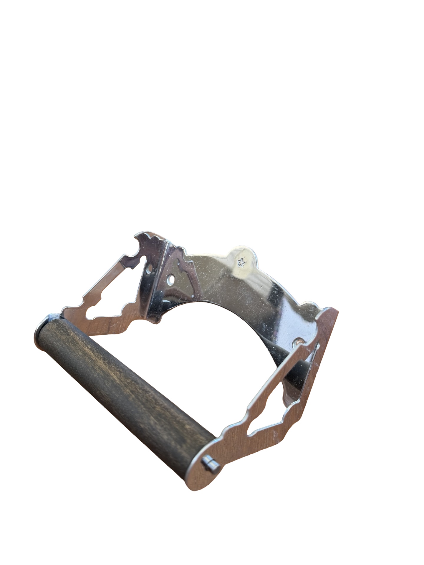 VBP1064 Vintage Nickel Plated Brass Toilet Paper Holder with Star Mark Restored - Image 3