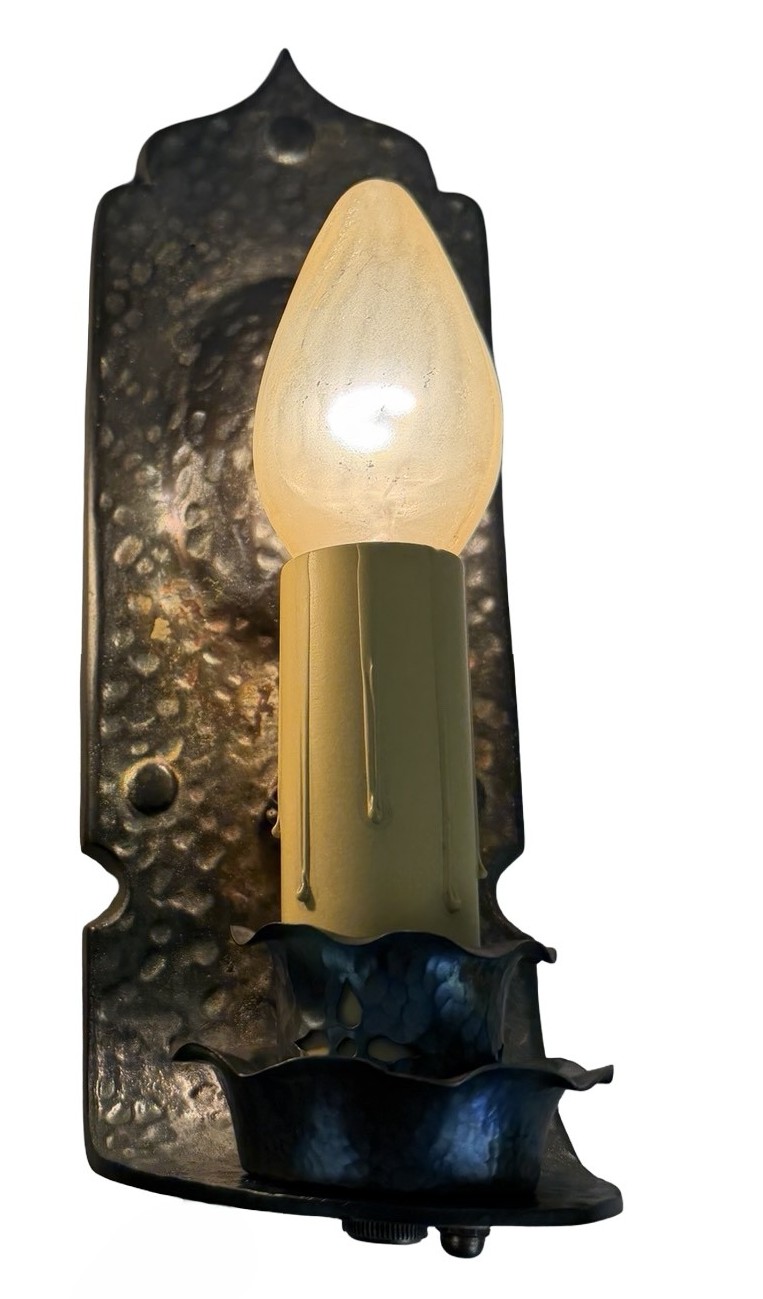 VL1301 Hammered Bronze c1910 Craftsman Shapiro & Aronson Sconces Restored Quantity! - Image 2