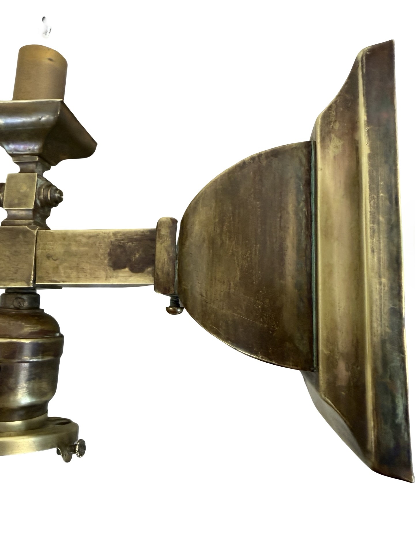 VL1306 Antique c1905 Brass Craftsman 2-Lt Converted Gas/Electric Sconce Restored - Image 6