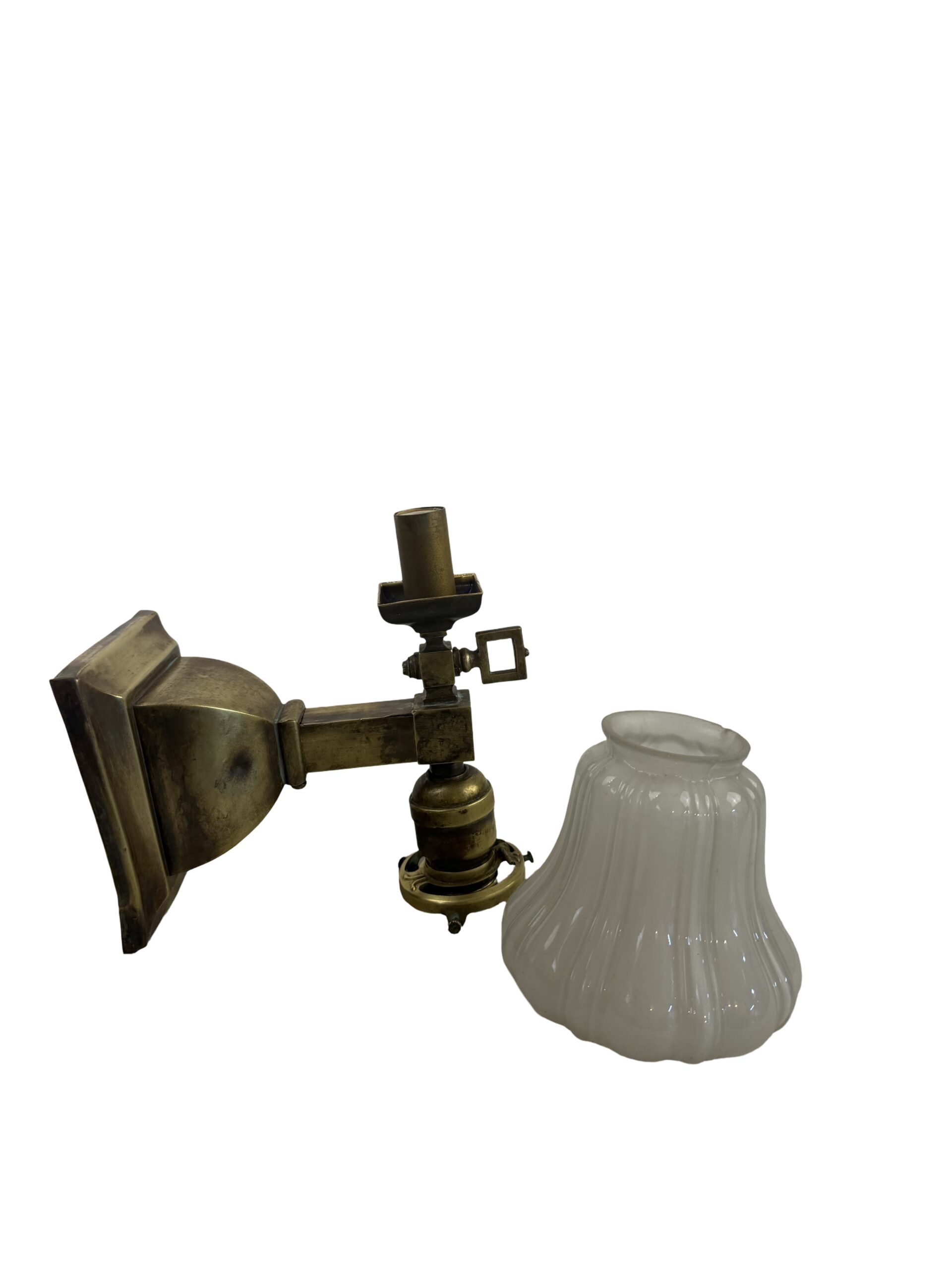 VL1306 Antique c1905 Brass Craftsman 2-Lt Converted Gas/Electric Sconce Restored - Image 8