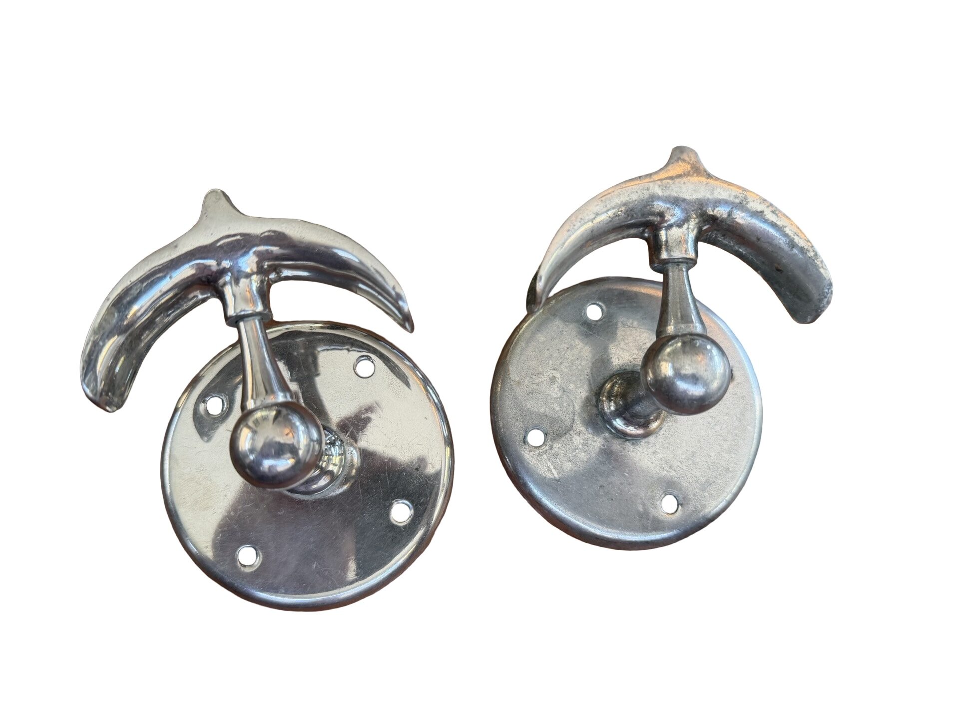 VBP1085 Antique c1910 Nickel Plated Brass Wall Mount Hand Shower Holder RARE - Image 3