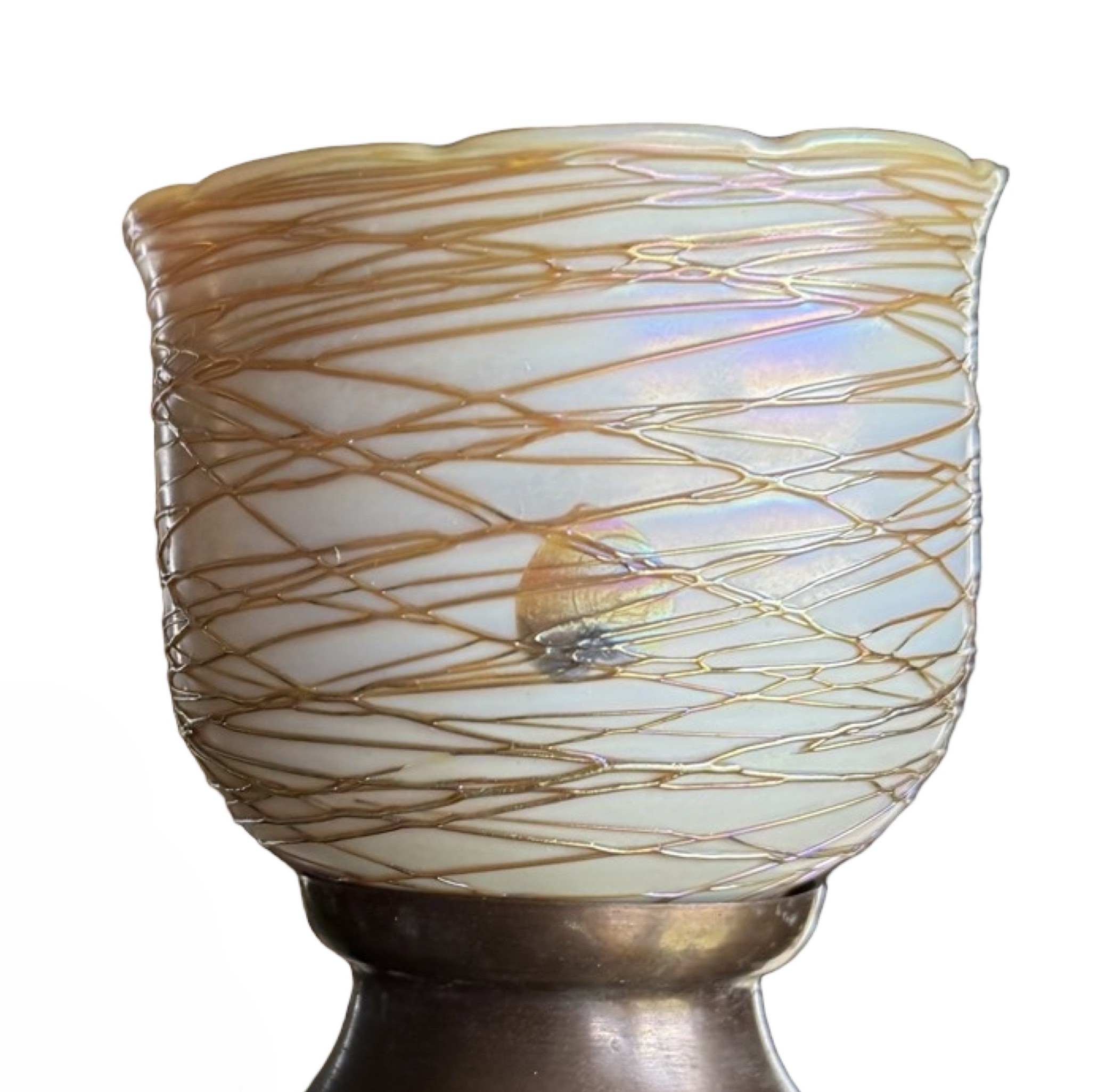 VL1304 Vintage c1932 Cast Bronze 5 Light Chandelier Quezal Shades Restored - Image 5