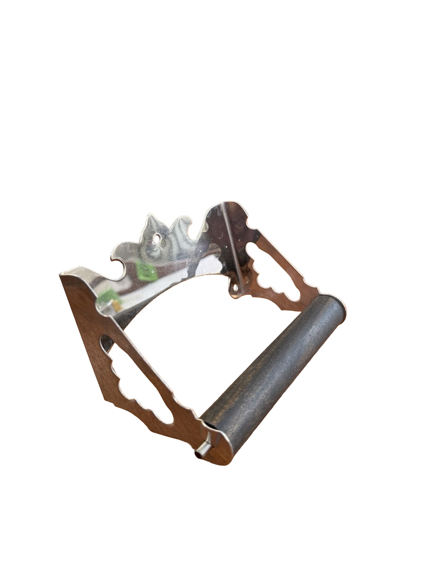 VBP1091 Vintage Nickel Plated Ornate Toilet Paper Holder Unmarked Restored - Image 2