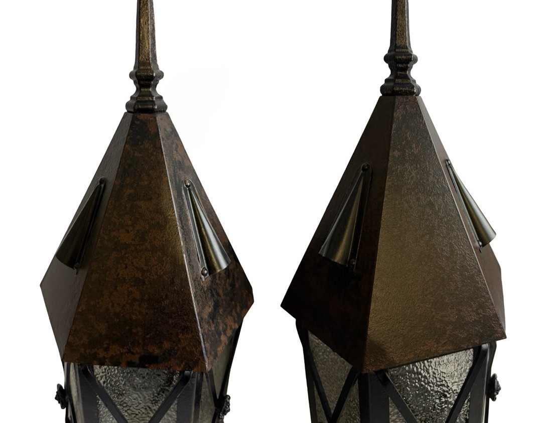 VL1293 Pair Vintage Tudor Cast & Wrought Iron Sconces c1939 Novelty Lighting Restored - Image 7