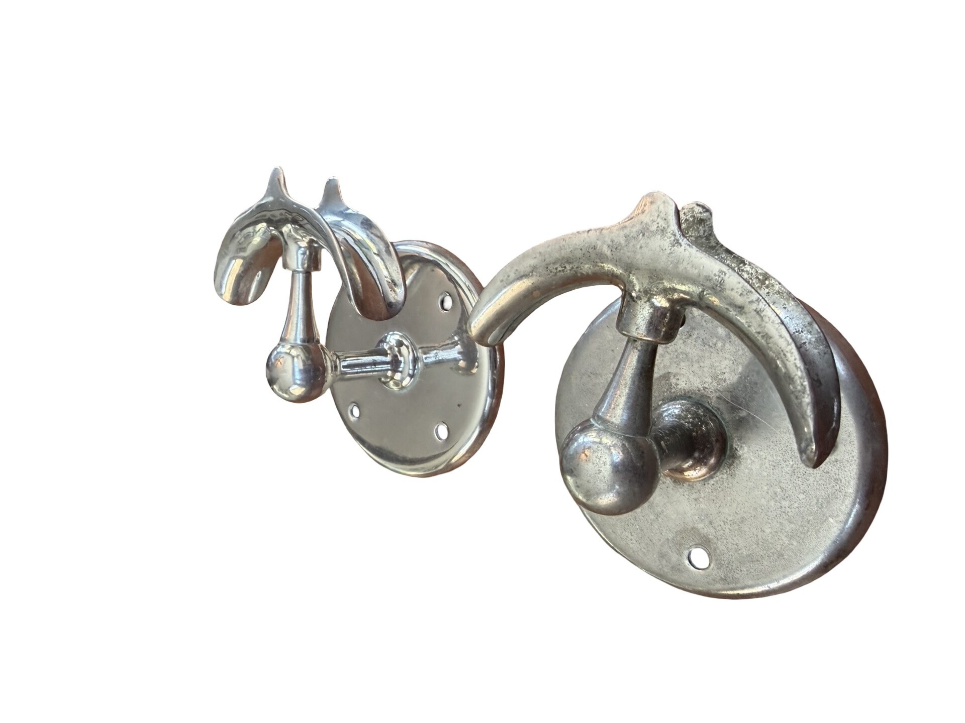 VBP1085 Antique c1910 Nickel Plated Brass Wall Mount Hand Shower Holder RARE - Image 4