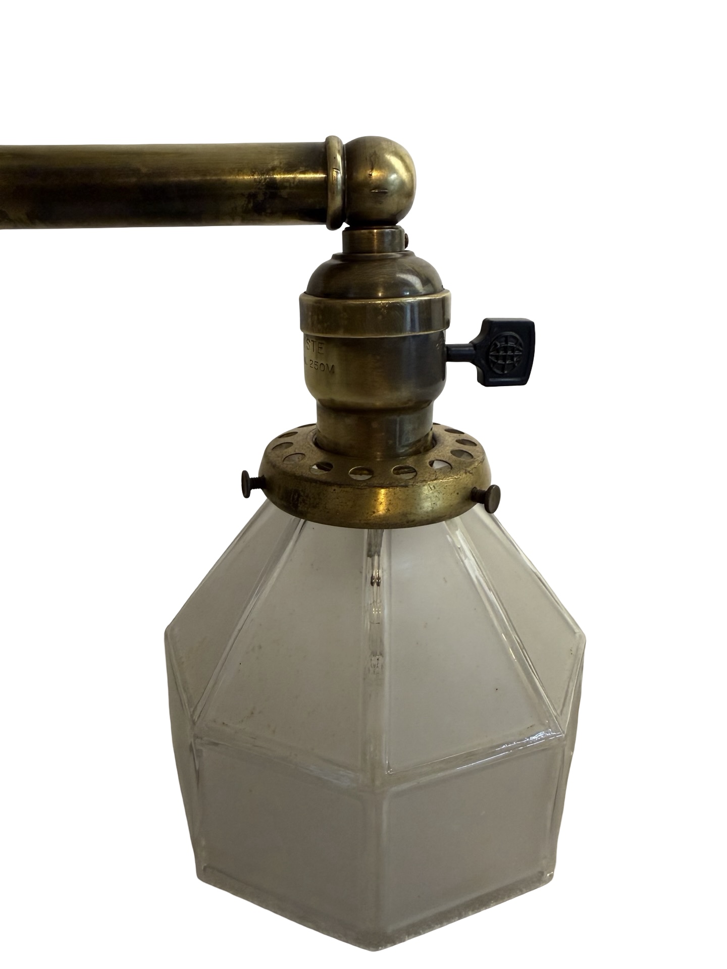 VL1307 Antique c1905 Brass Craftsman Ceiling Light Period Octagon Shades Restored - Image 3