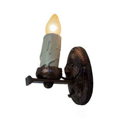 VL1315 Antique Craftsman c1910 Cast Iron Copper Plated Candle Sconce Restored