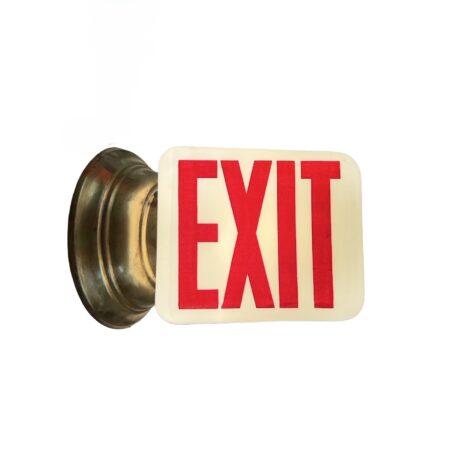 VL1316 Antique Vintage c1930 Milk Glass NOS Red Double Sided Exit Light Restored