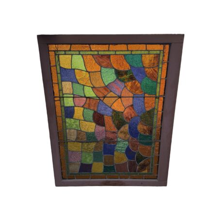 AG1097 Antique c1870 Large Aesthetic Era Victorian Crazy Quilt Landing Window