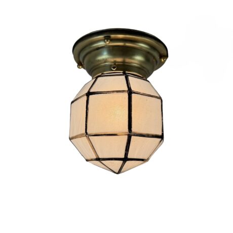 VL1317 Antique c1915 Brass Semi-Flush Mount Ceiling Light Porch Light Restored