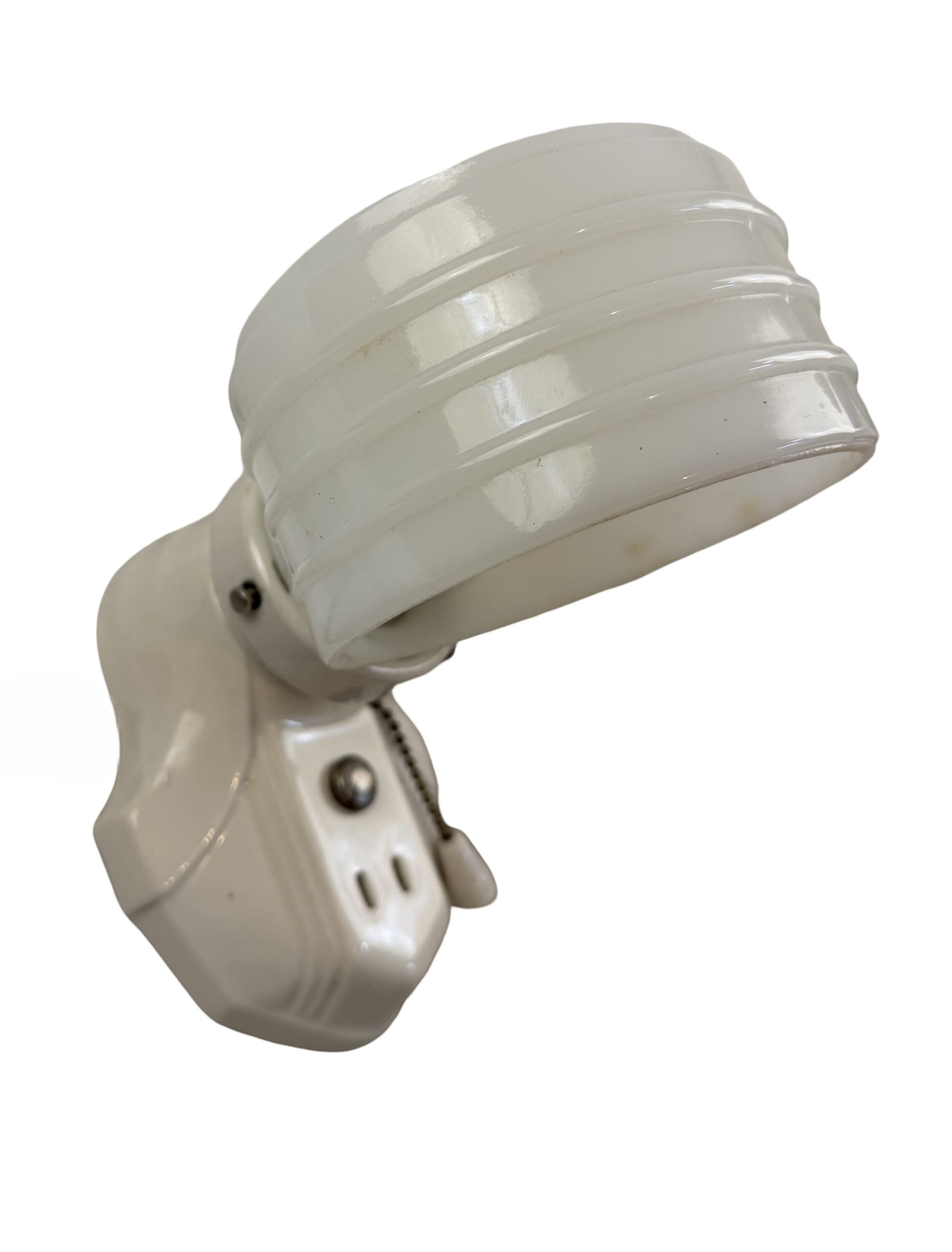 VL1312 Pair Antique Vintage Streamline Art Deco Porcelain Sconces c1920 Restored - Image 4