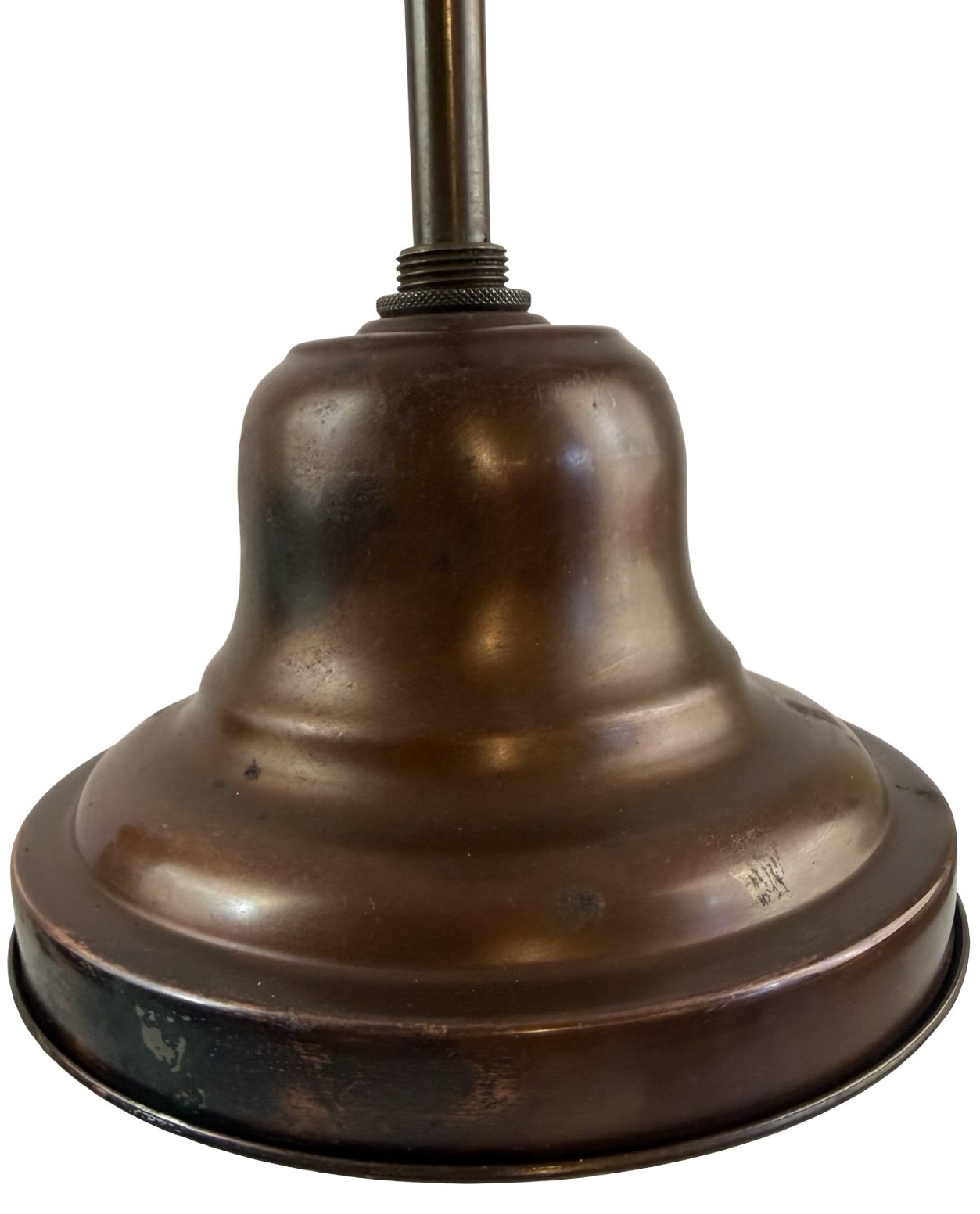 VL1320 Pair Vintage c1930 Brass Pole Pendants School House Shades Restored - Image 2