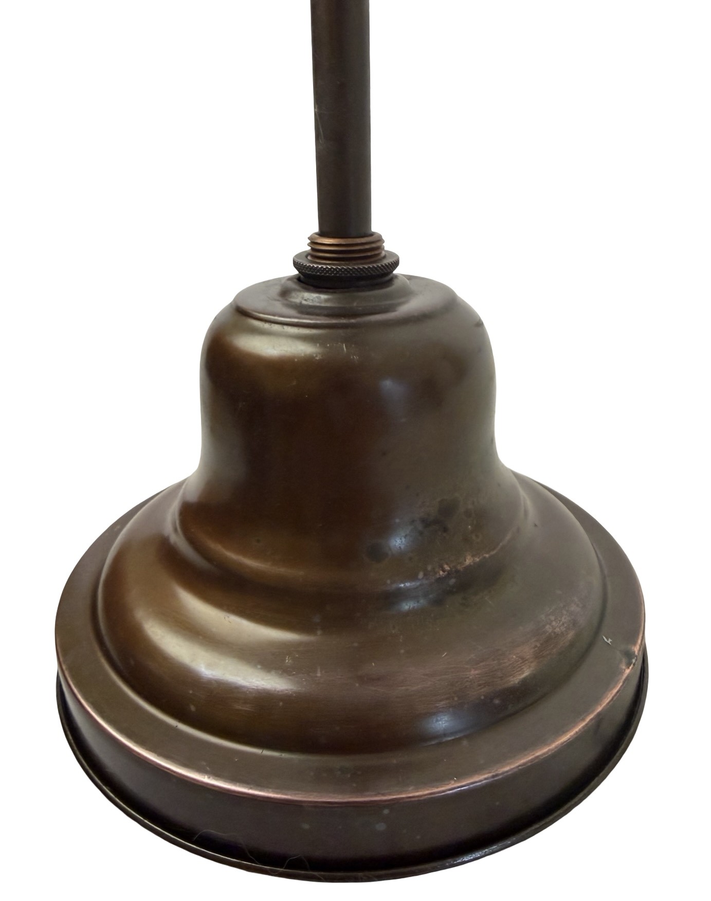 VL1320 Pair Vintage c1930 Brass Pole Pendants School House Shades Restored - Image 5