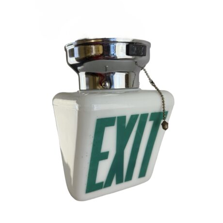 VL1314 Vintage c1930 Milk Glass NOS Green Double Sided Exit Light Restored RARE