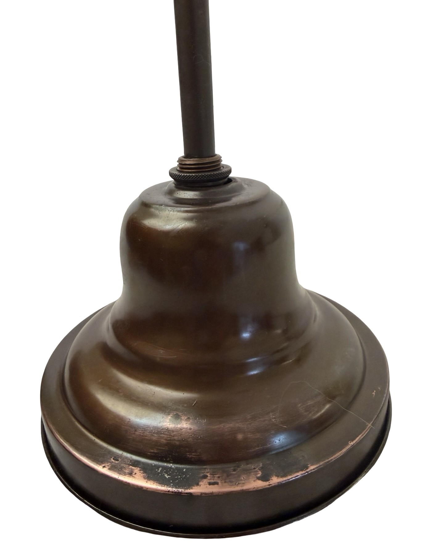 VL1320 Pair Vintage c1930 Brass Pole Pendants School House Shades Restored - Image 4