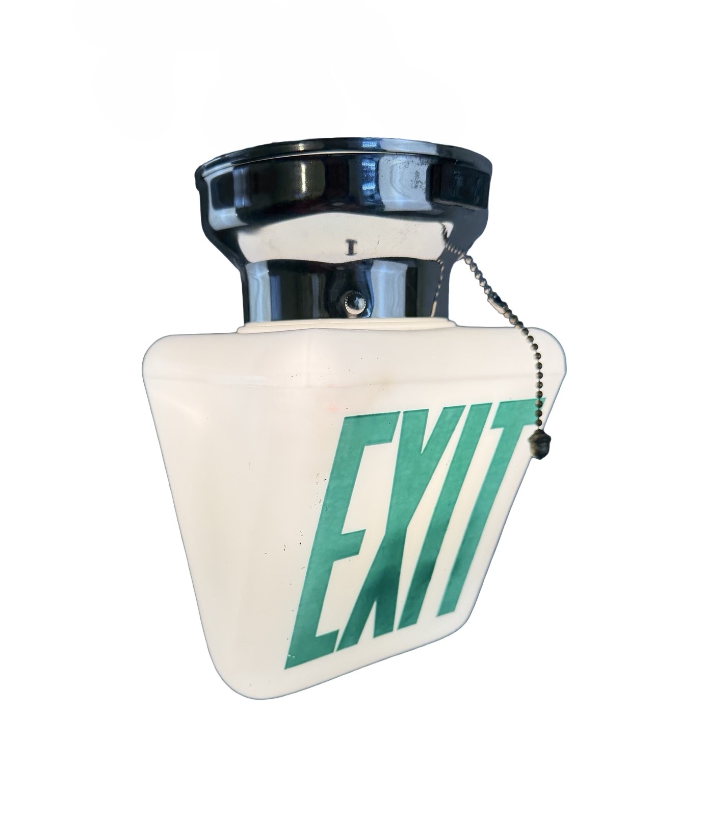 VL1314 Vintage c1930 Milk Glass NOS Green Double Sided Exit Light Restored RARE - Image 2