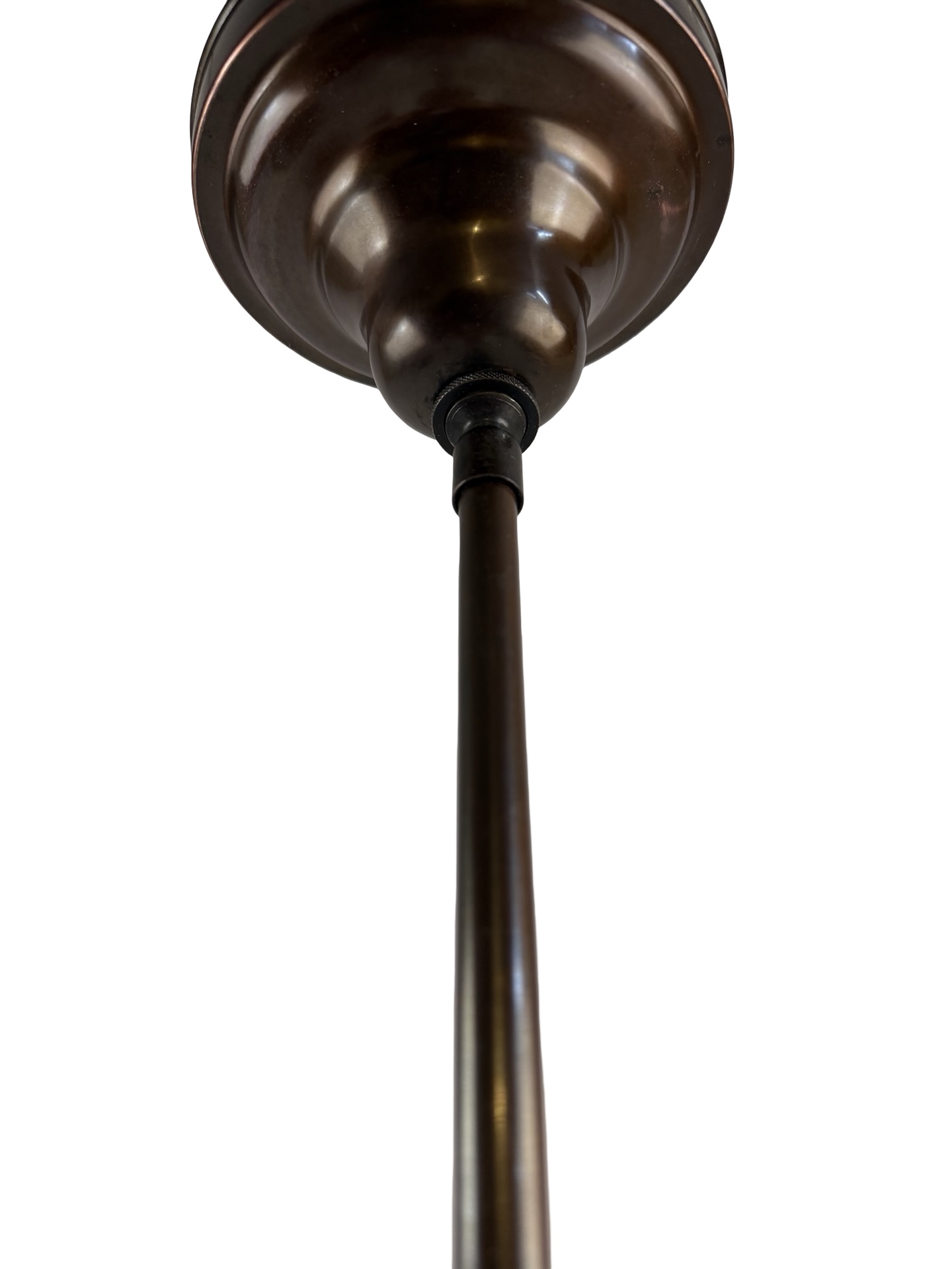 VL1320 Pair Vintage c1930 Brass Pole Pendants School House Shades Restored - Image 6