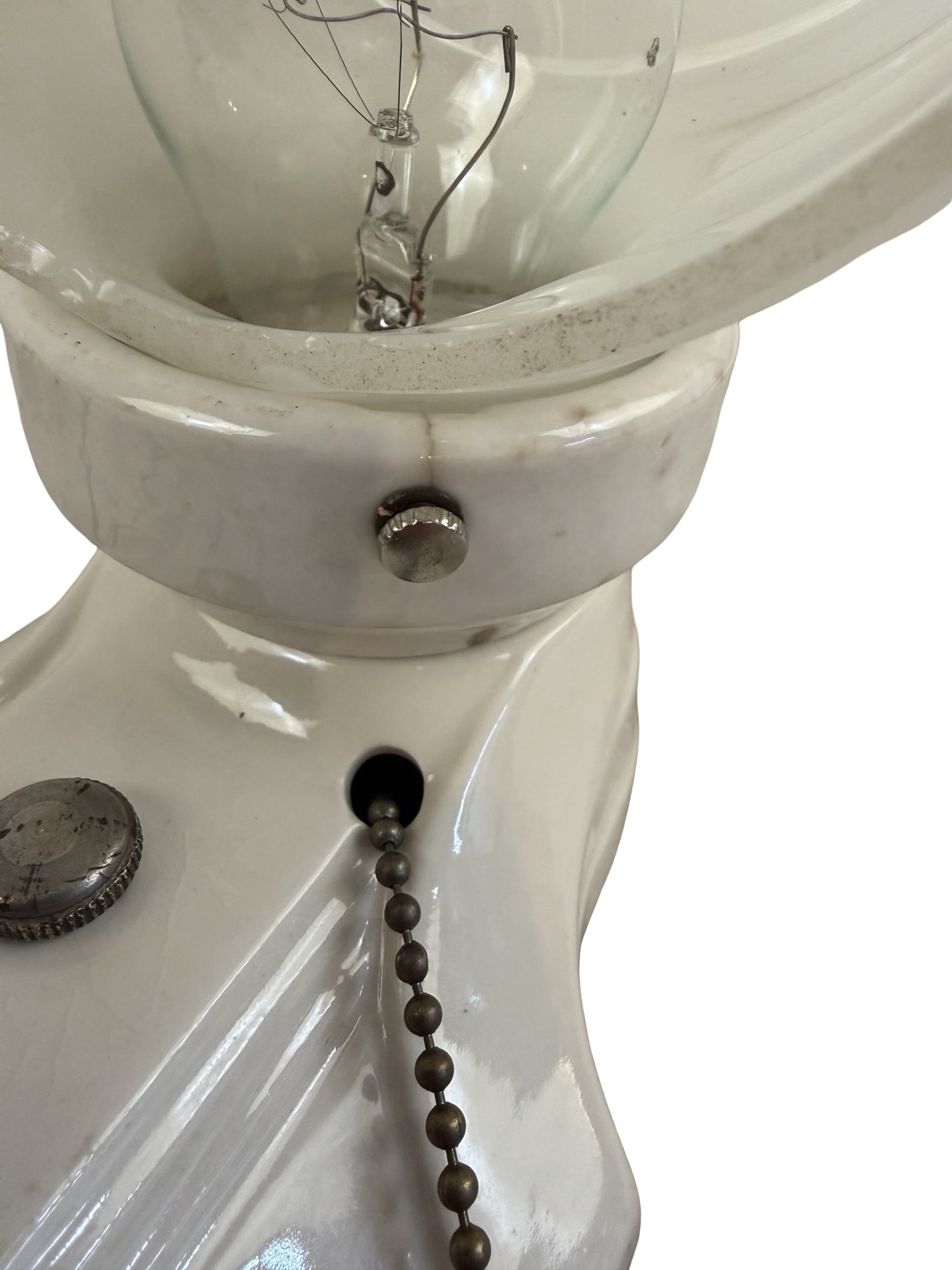 VL1312 Pair Antique Vintage Streamline Art Deco Porcelain Sconces c1920 Restored - Image 8