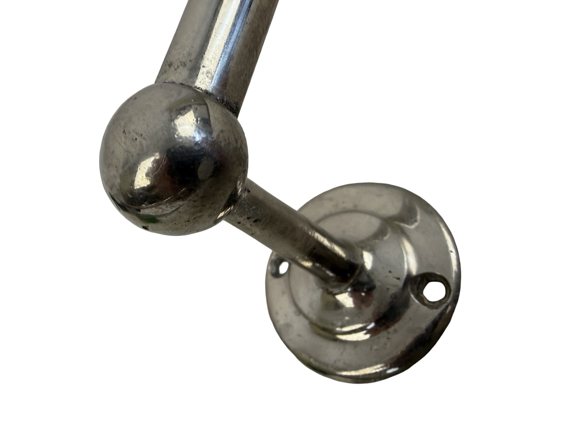 VBP1104 Antique c1910 1-Piece Nickel Plated Cast Brass 20 in. Towel Bar Unmarked - Image 2