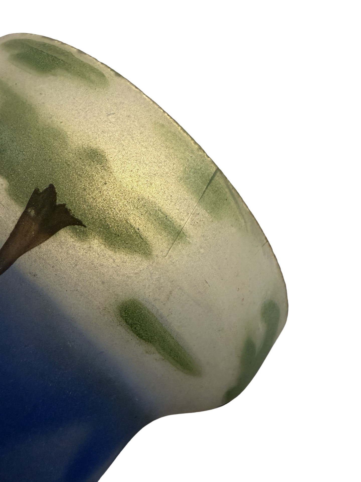 VL1329 Pair Antique c1910 Hand Painted Glass Shades Czech Blue Sky Trees Mint - Image 5