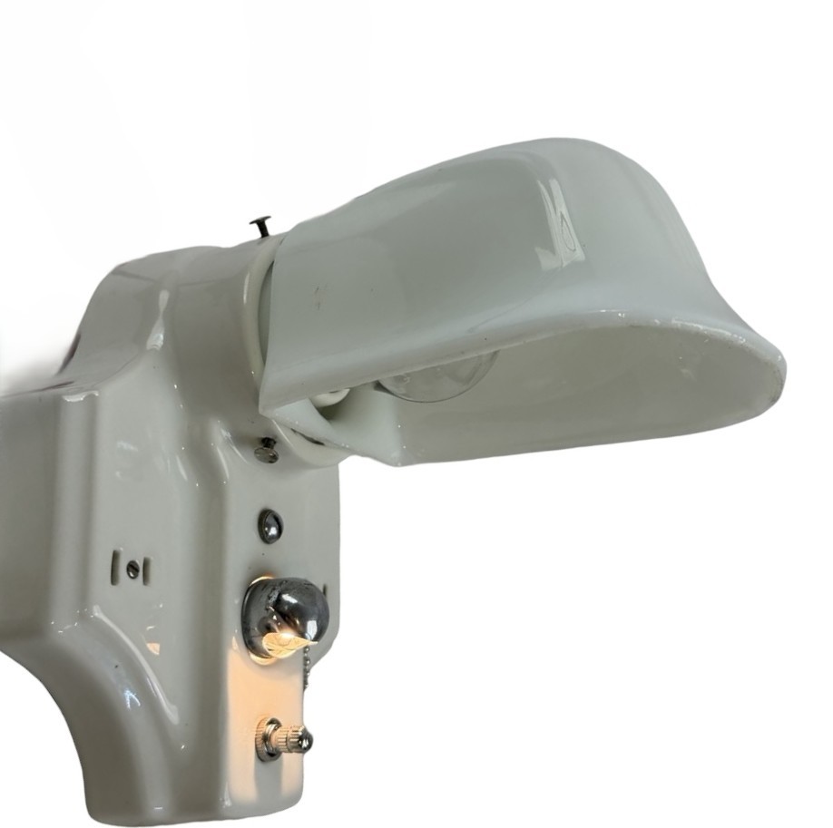 VL1334 Antique c1920s Art Deco Porcelain Sconce with Night Light RARE Restored - Image 4