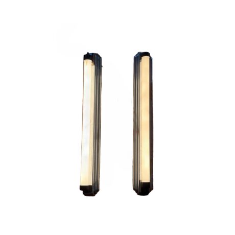 VL1332 Pair Vintage c1940 Lumiline Sconces Retro Machine Age Chrome All Original