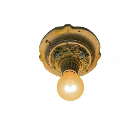 VL1326 Antique c1927 Cast Iron Flush Mount Light Midwest Lighting Restored