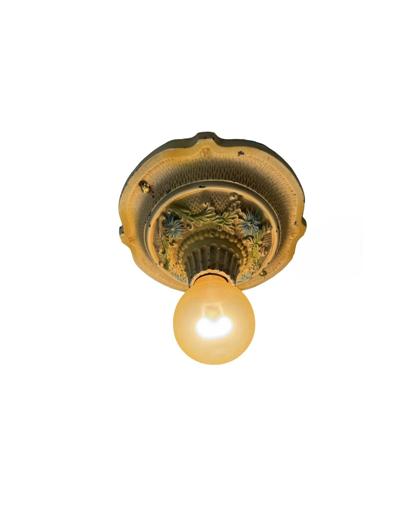 VL1326 Antique c1927 Cast Iron Flush Mount Light Midwest Lighting Restored