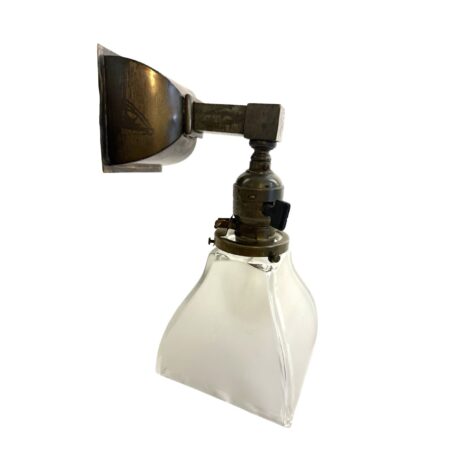 VL1325 Antique c1905 Craftsman Brass Beam Sconce Period Jefferson Shade Restored