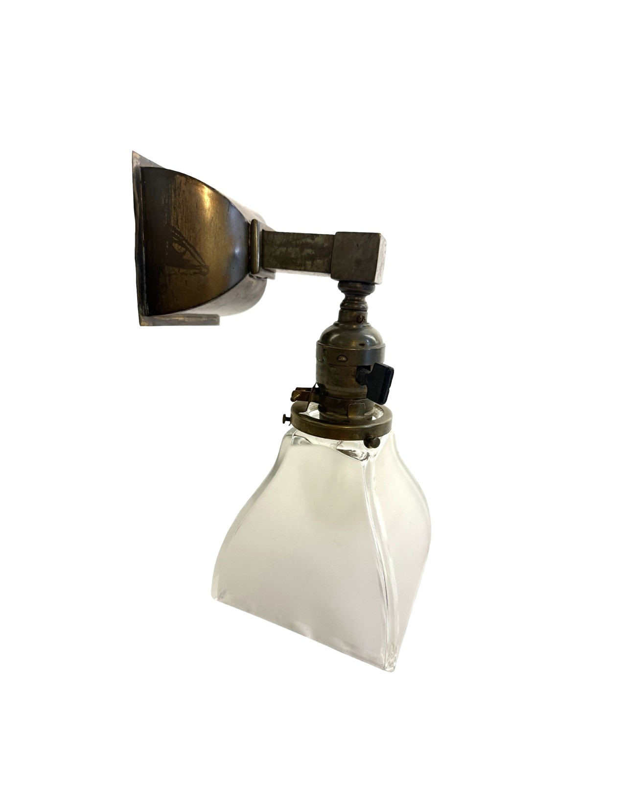 VL1325 Antique c1905 Craftsman Brass Beam Sconce Period Jefferson Shade Restored