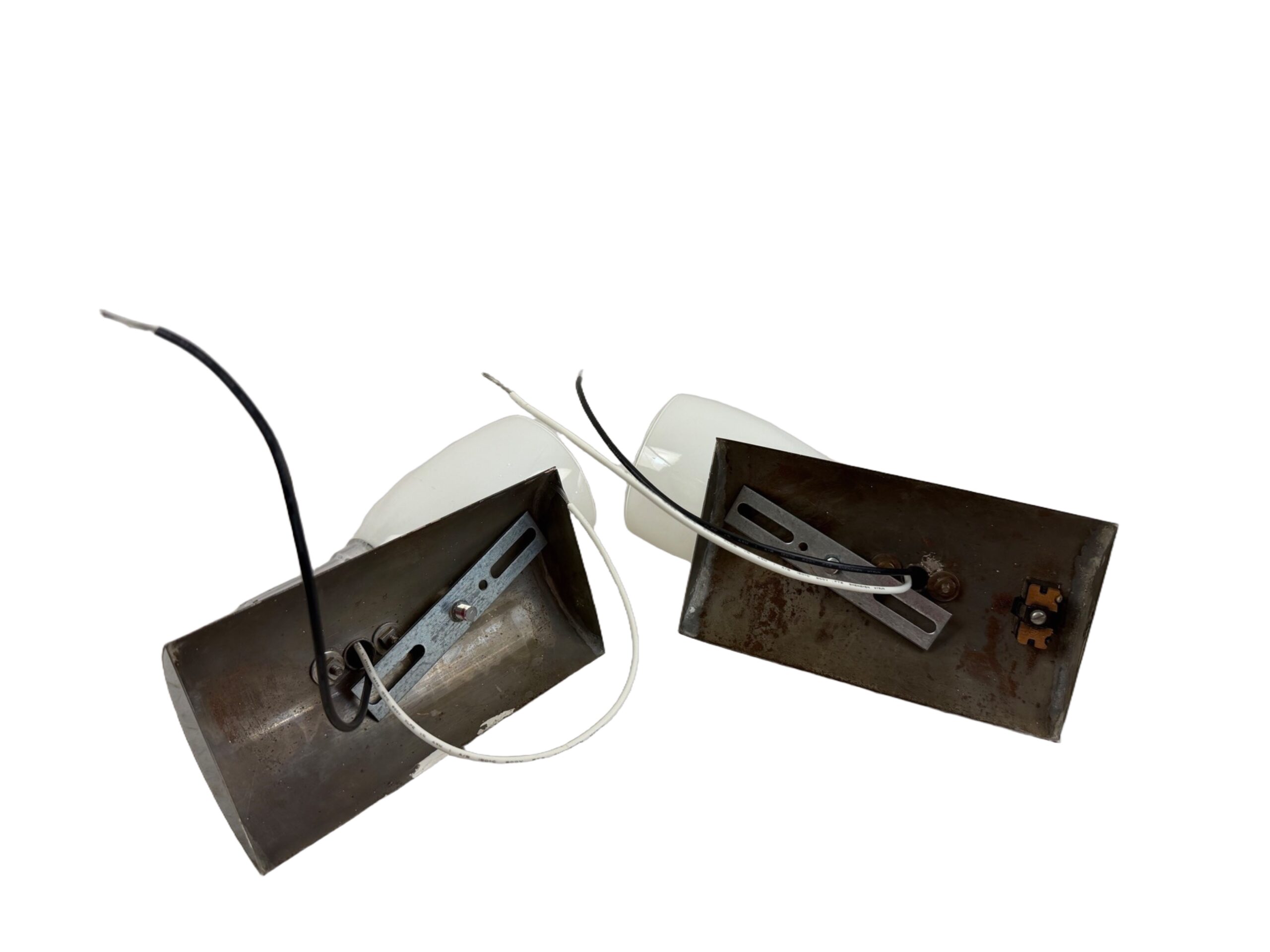 VL1331 Pair Vintage c1940s Chrome Retro Sconces Original Shades Restored - Image 5